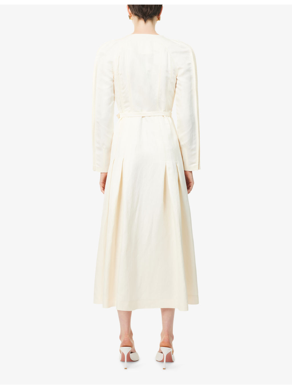 Niles Pleated Linen And Silk Midi Dress - 4