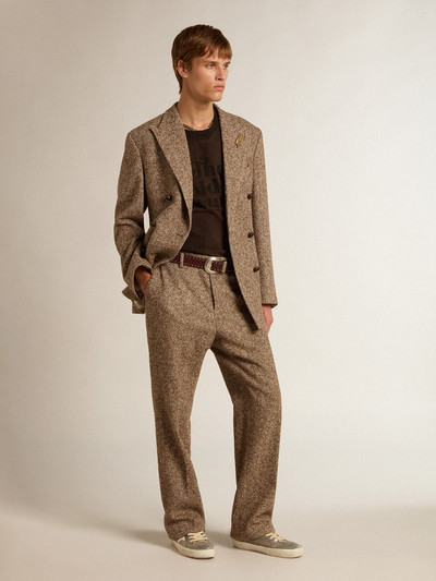 Golden Goose Men’s pants in beige and brown wool and silk blend fabric outlook