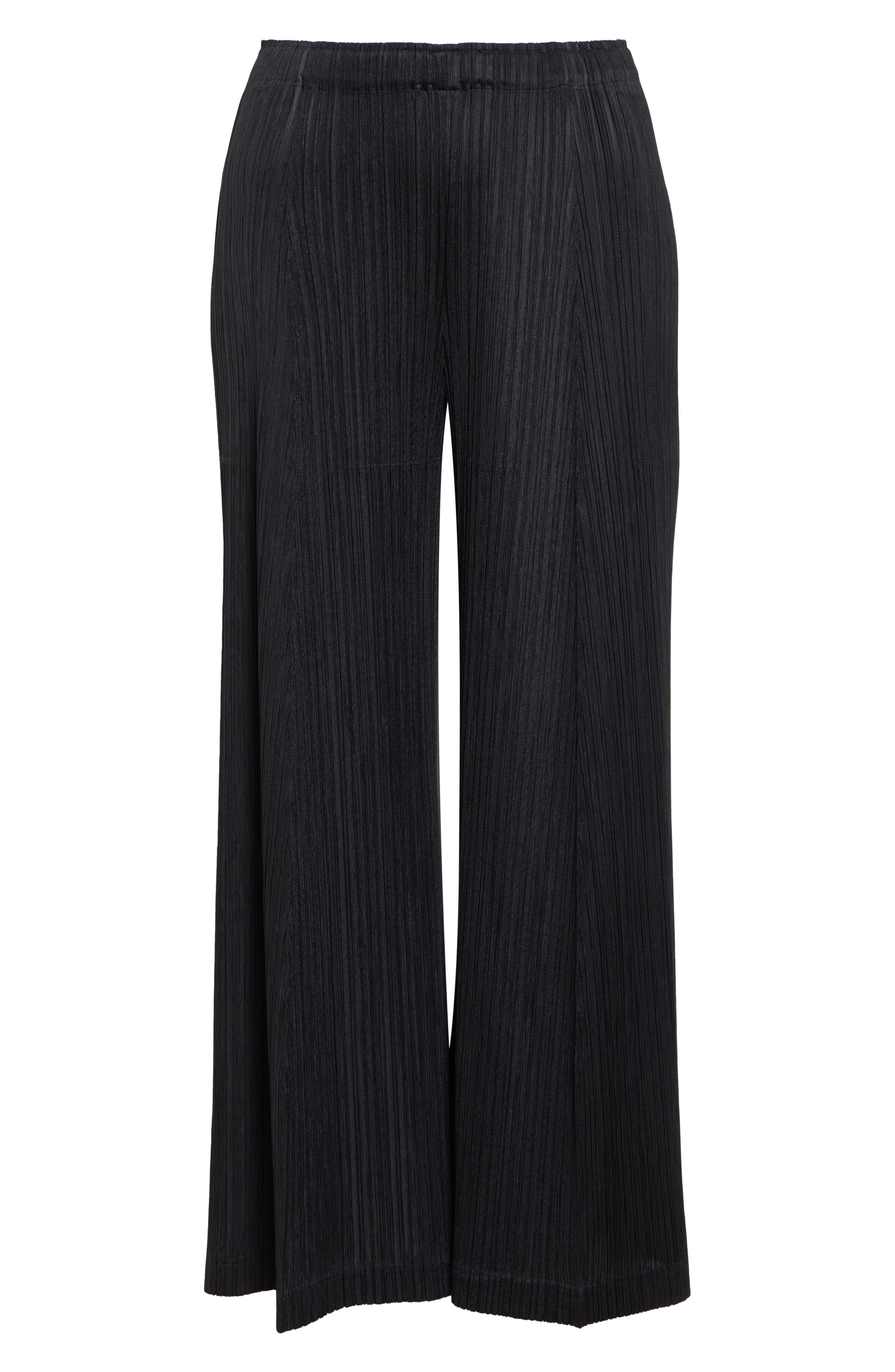 Pleats Please Issey Miyake Thicker Bottoms 1 Pleated Crop Wide Leg Pants in Black at Nordstrom - 6