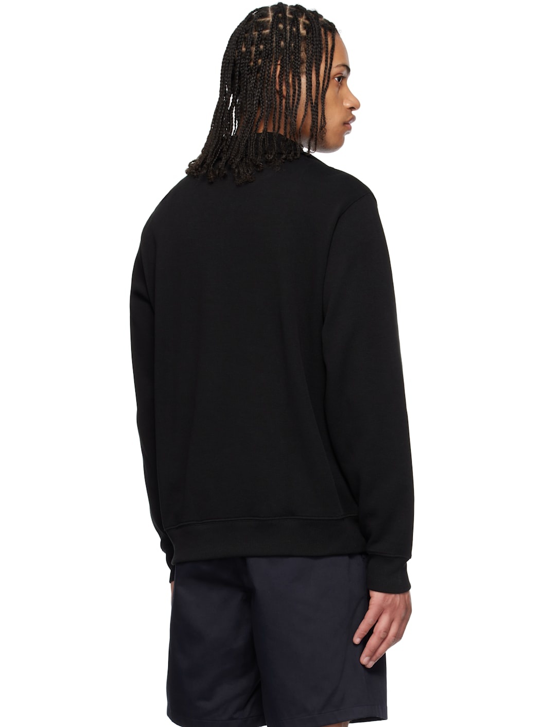 Black Zip-Up High-Neck Sweatshirt - 3