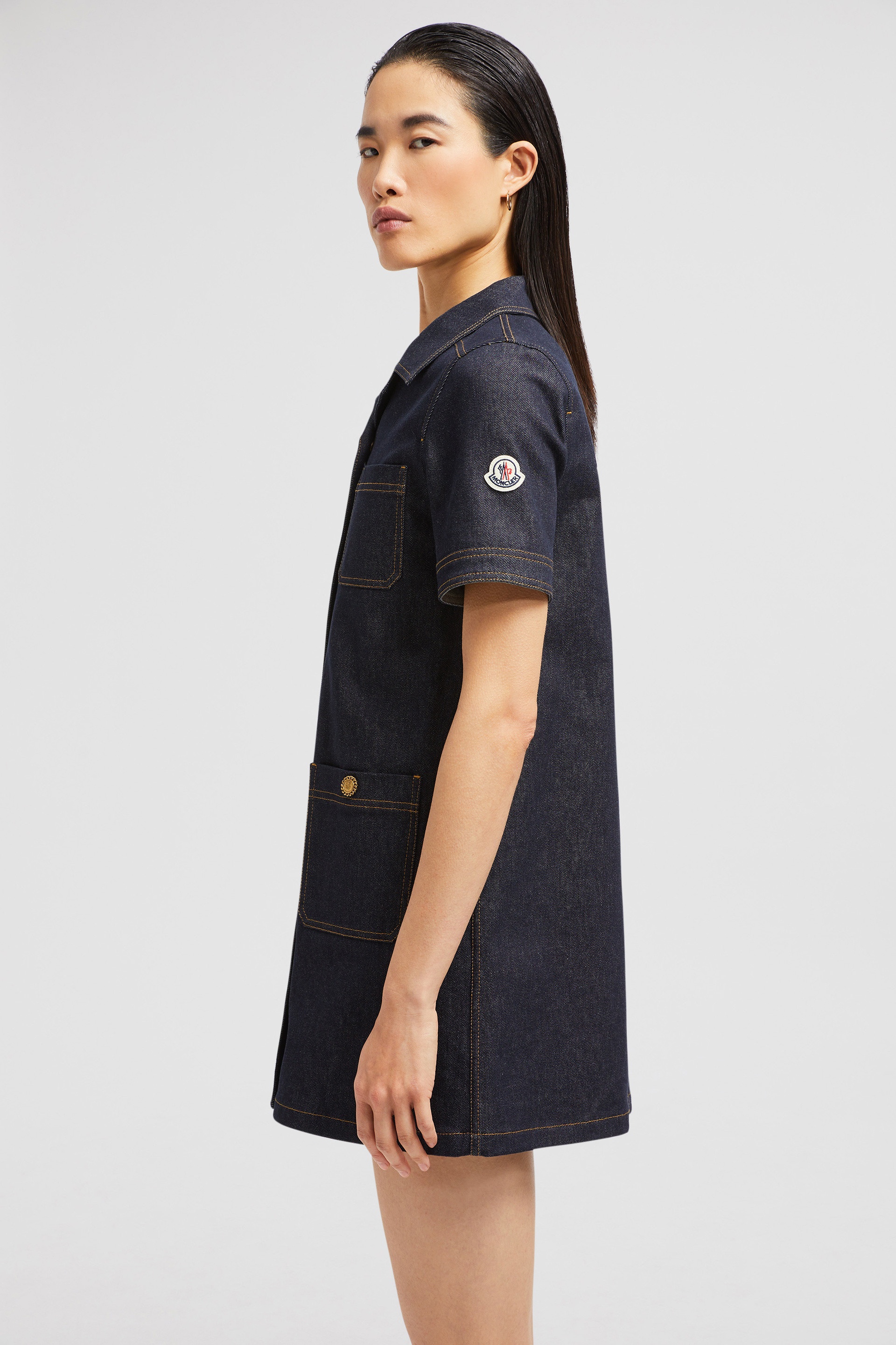 Denim Mini Shirt Dress - 4