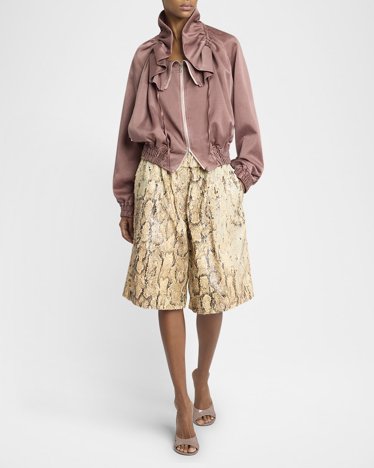 Dries Van Noten レディース　ジャケット Dries Van Noten Voly Ruffle Zip Jacket | neimanmarcus