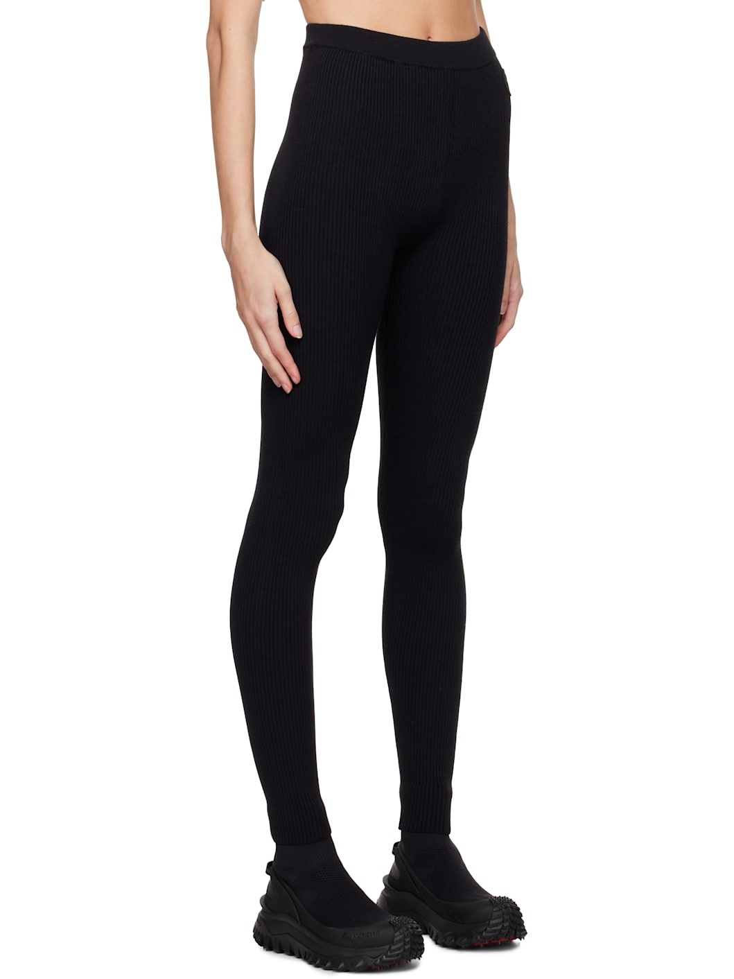 Two-Pack Black Rib-Knit Leggings - 2
