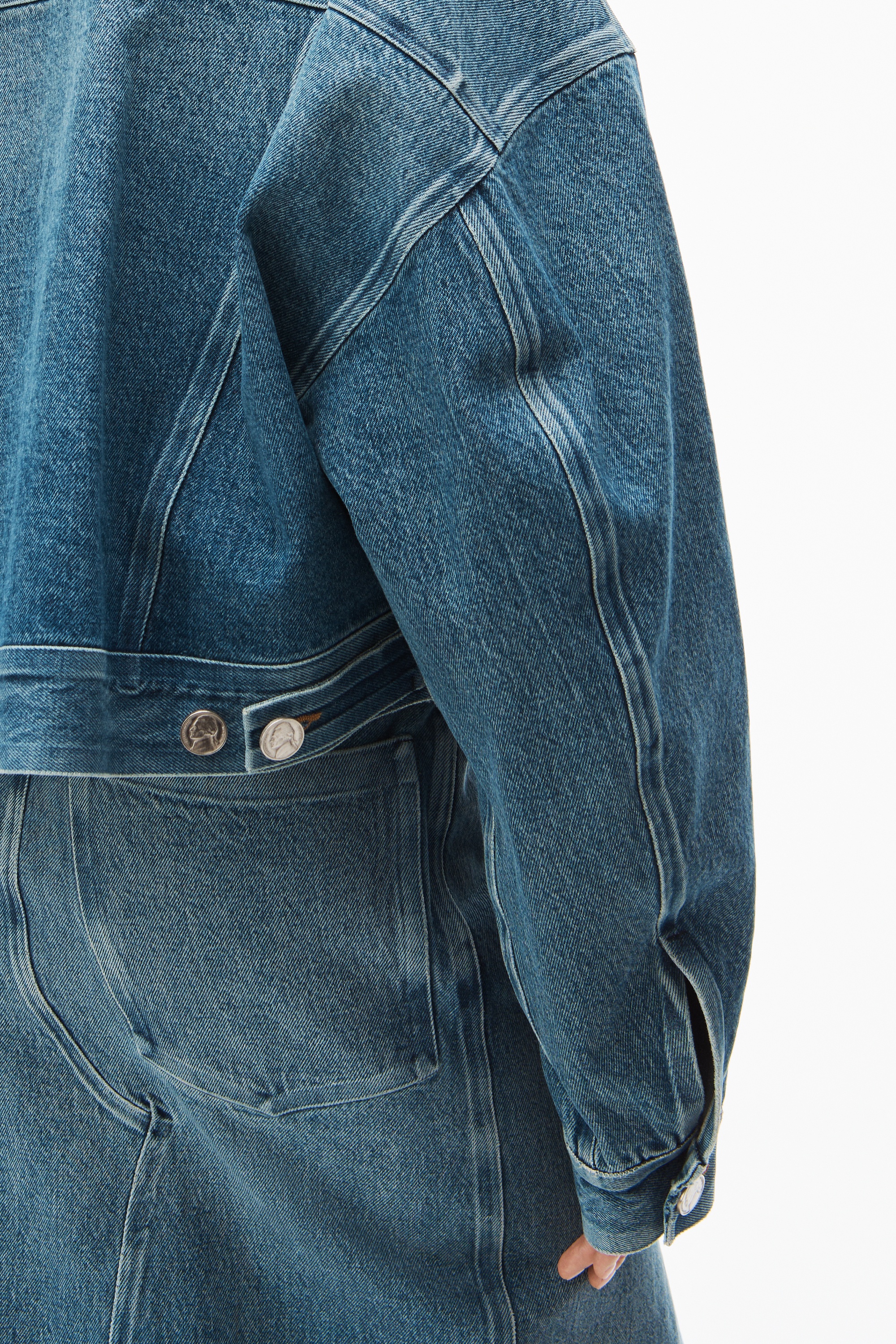 denim rounded trucker jacket - 6