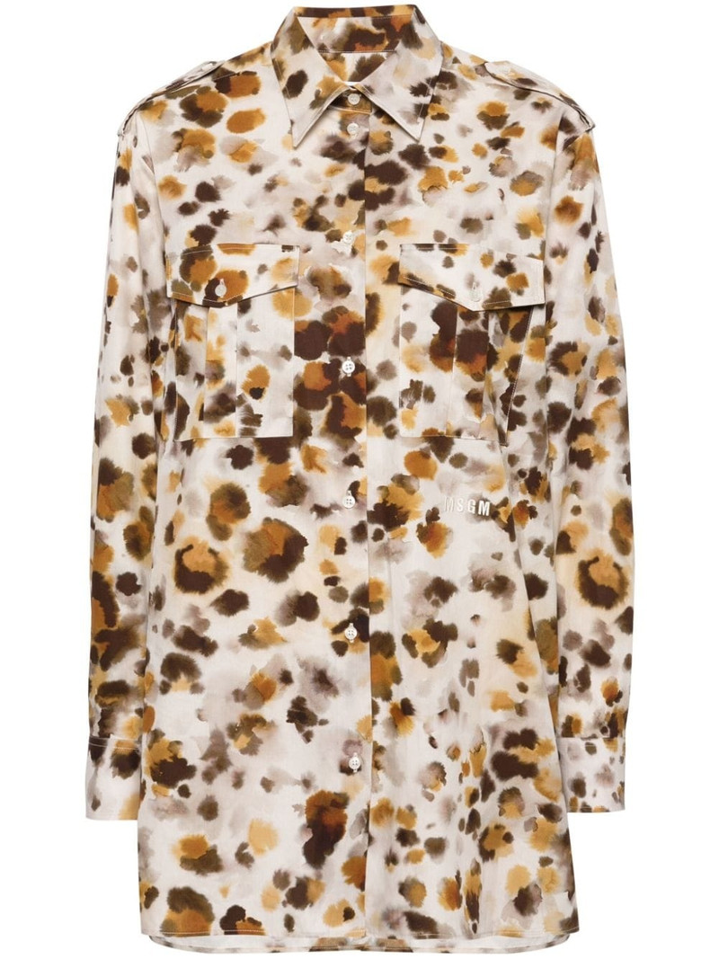 watercolour-print cotton shirt 1
