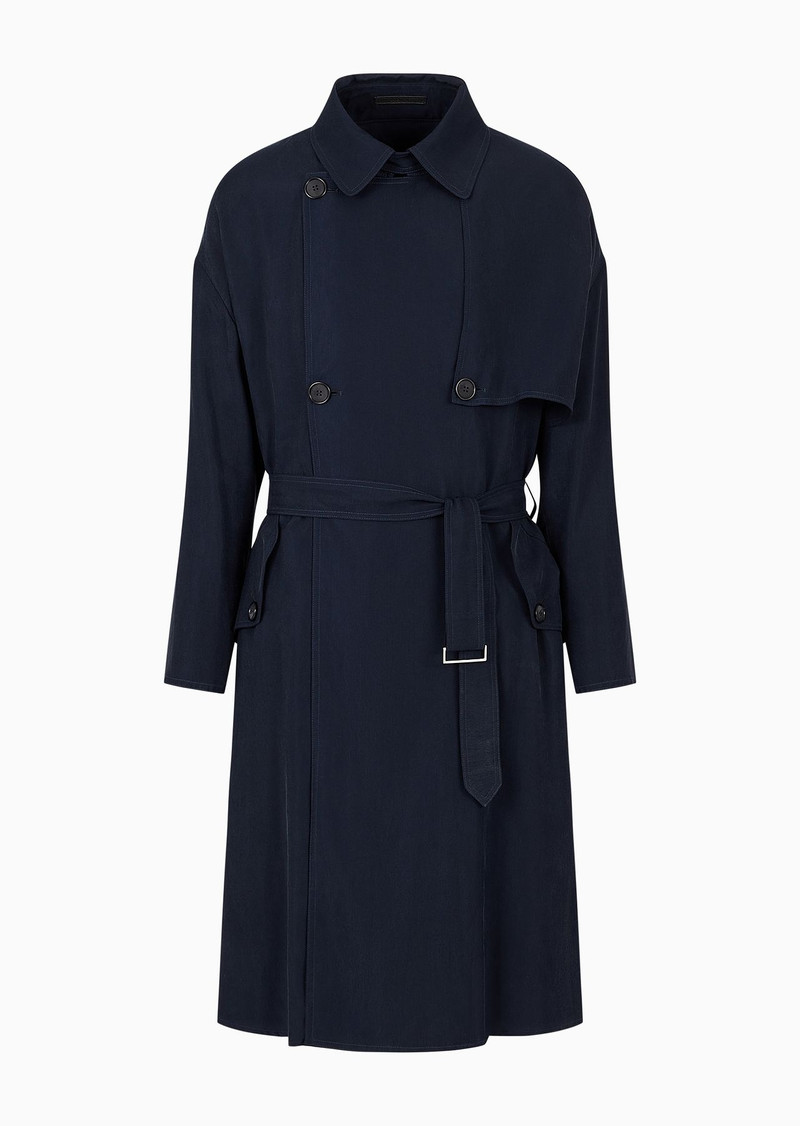 Icon cupro double-breasted trench coat 1