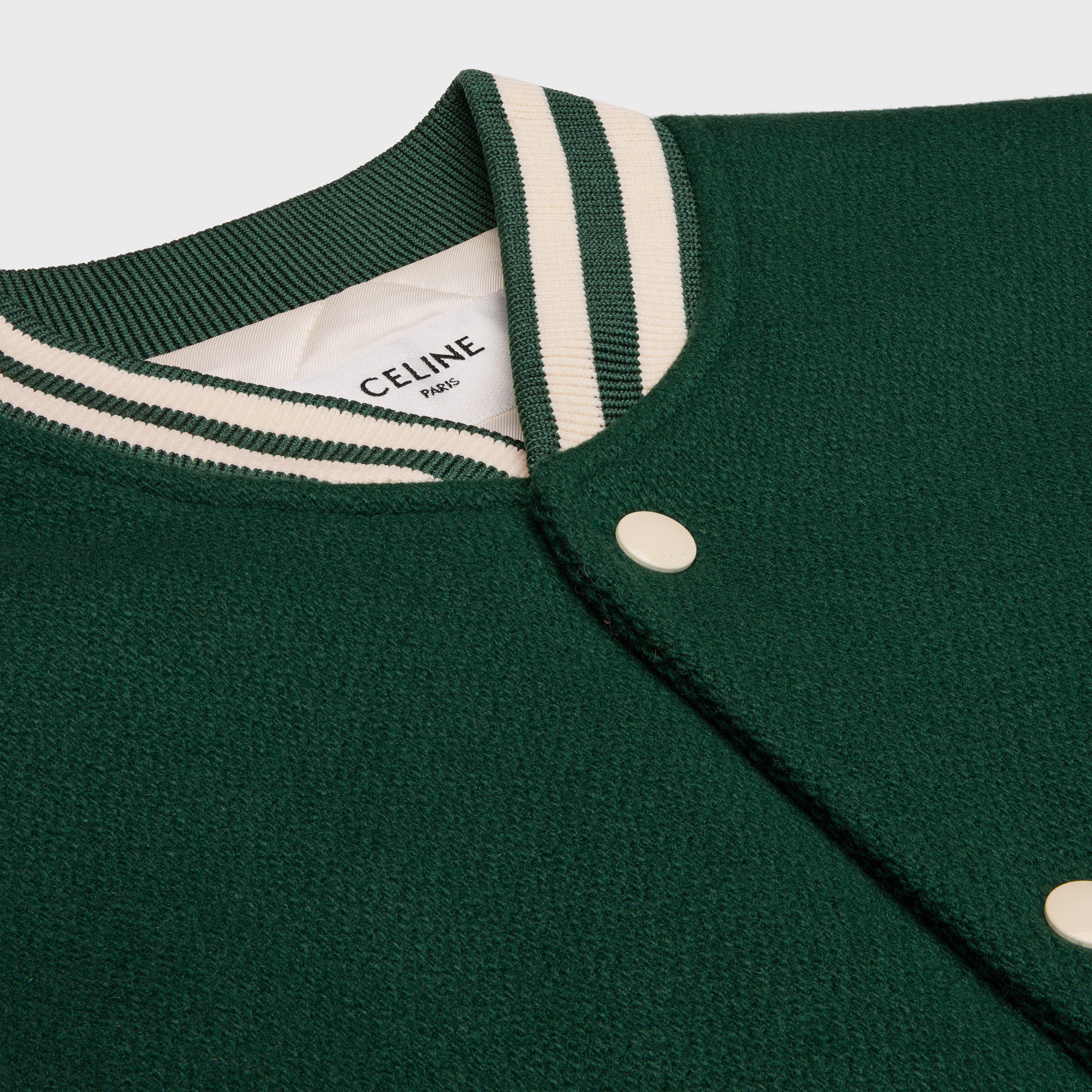 celine loose teddy jacket in textured wool - 3