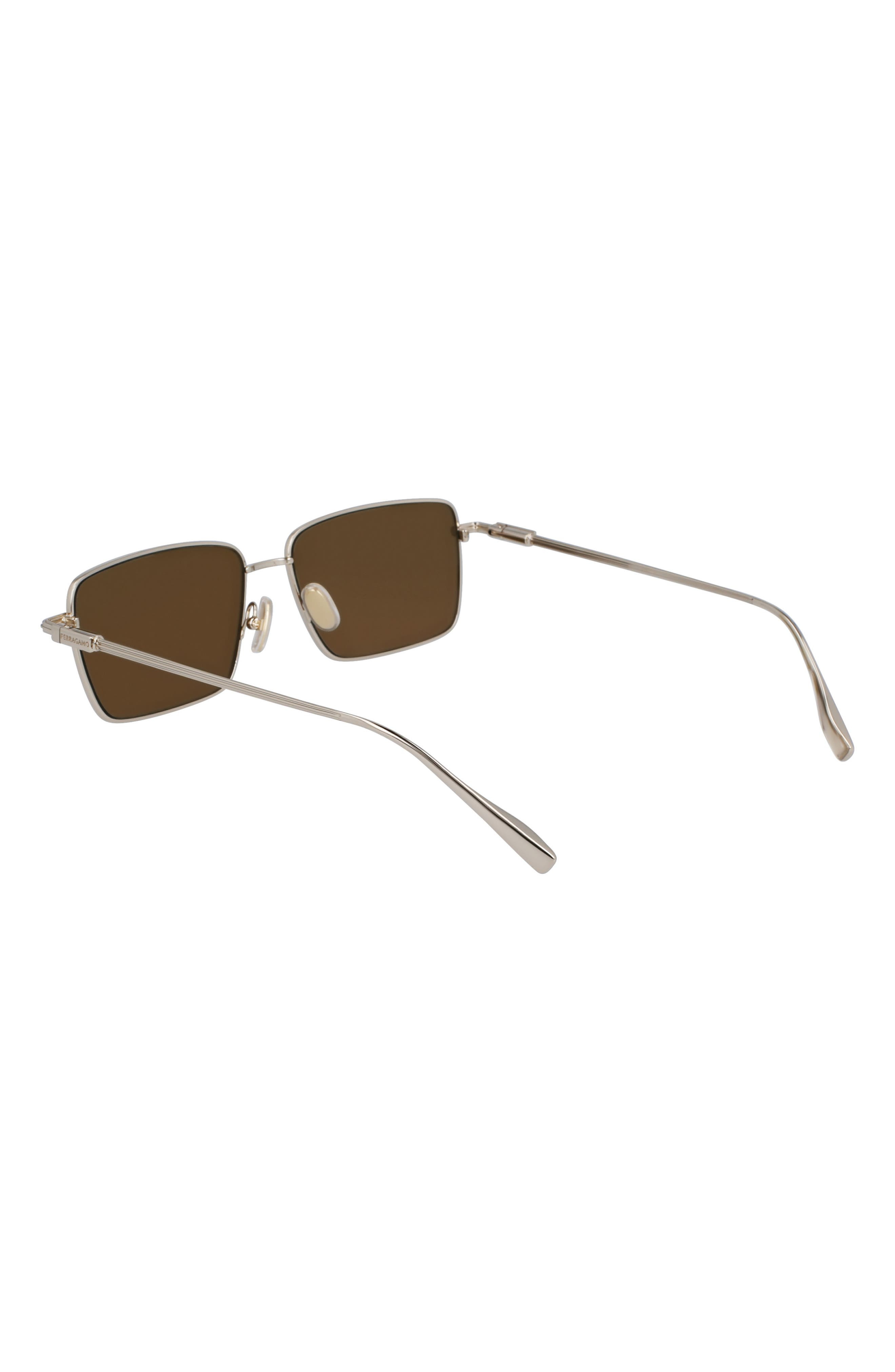 FERRAGAMO Gancini Evolution 57mm Rectangular Sunglasses in Gold/Brown at Nordstrom - 5