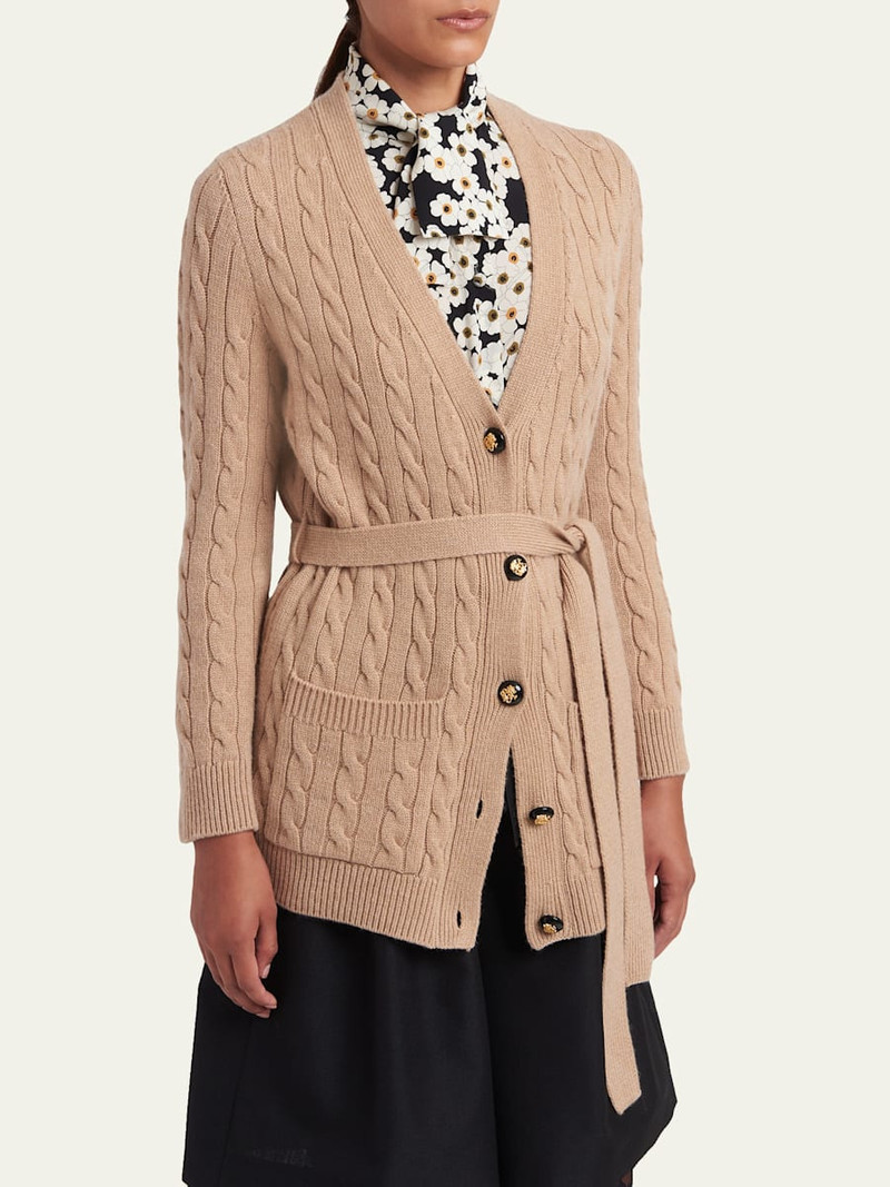 Valentino Cable-Knit Longline Cashmere Cardigan outlook