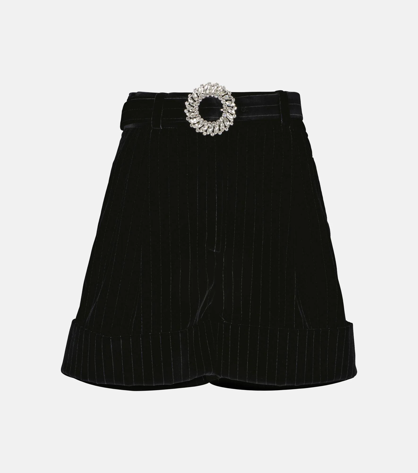 Embellished pinstripe velvet shorts - 1