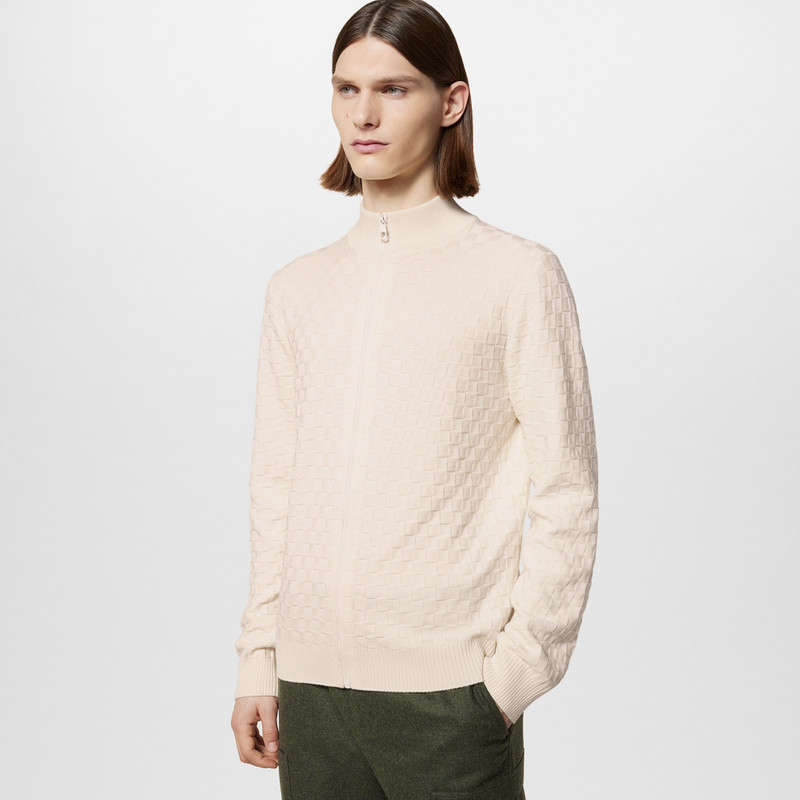 Damier Wool Zip-Through Cardigan 5