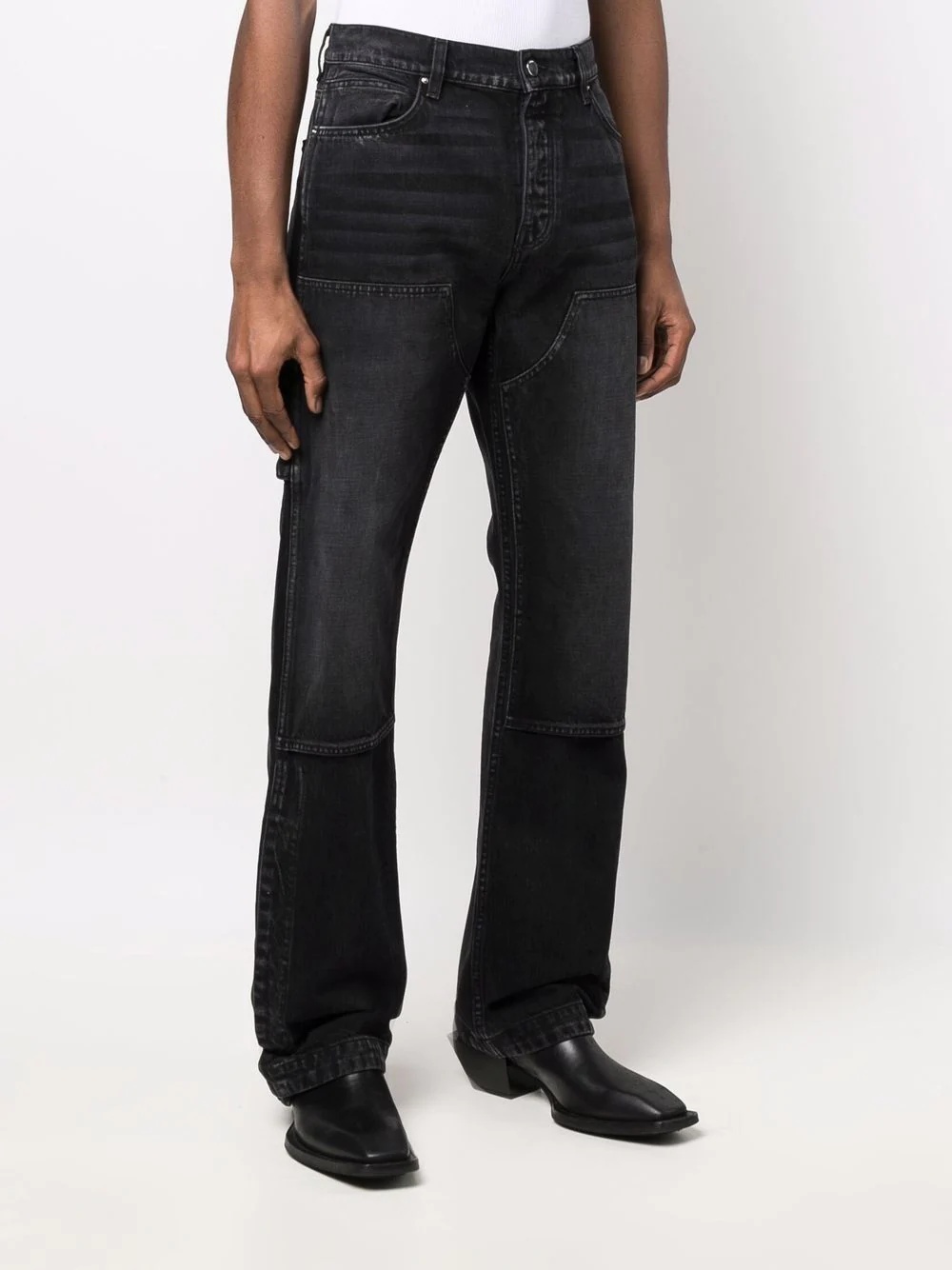 panelled straight-leg jeans - 3