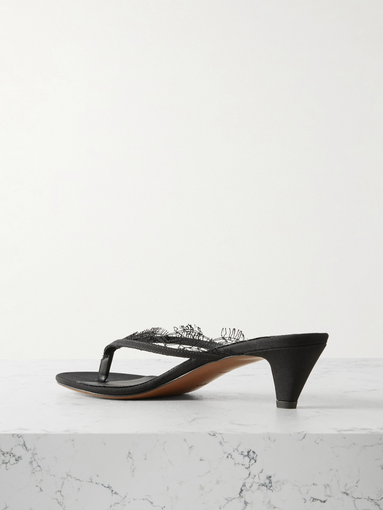 Kalliope Lace And Leather-trimmed Crepe De Chine Sandals - 3