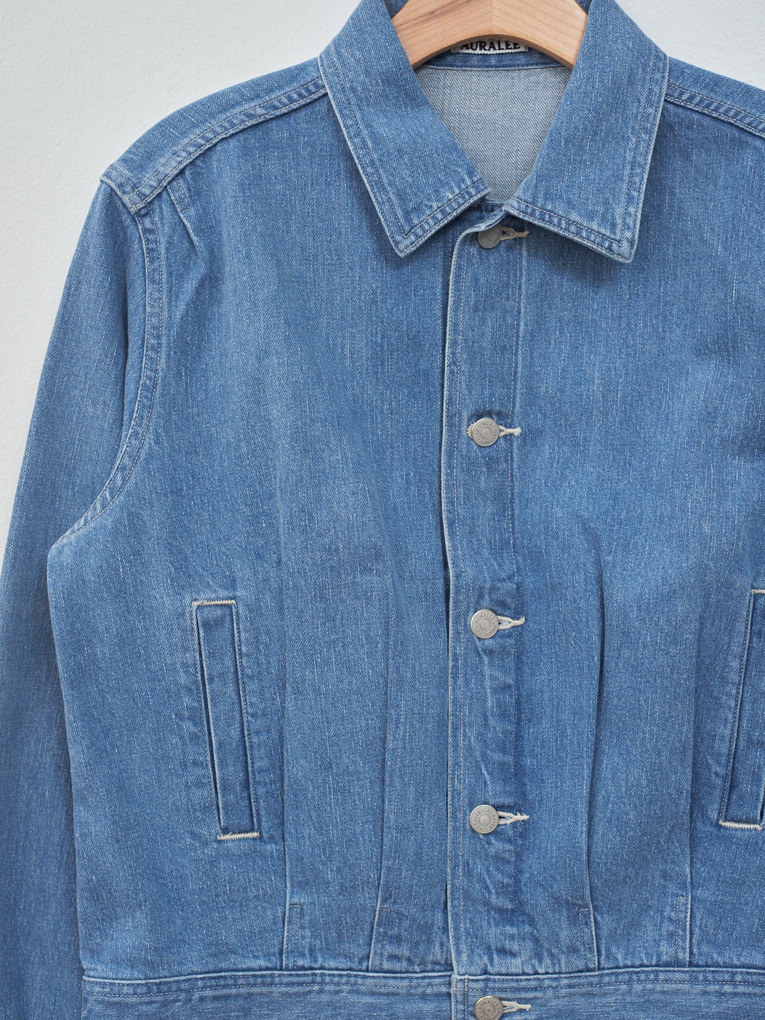 Selvedge Faded Light Denim Blouson - Light Indigo - 5