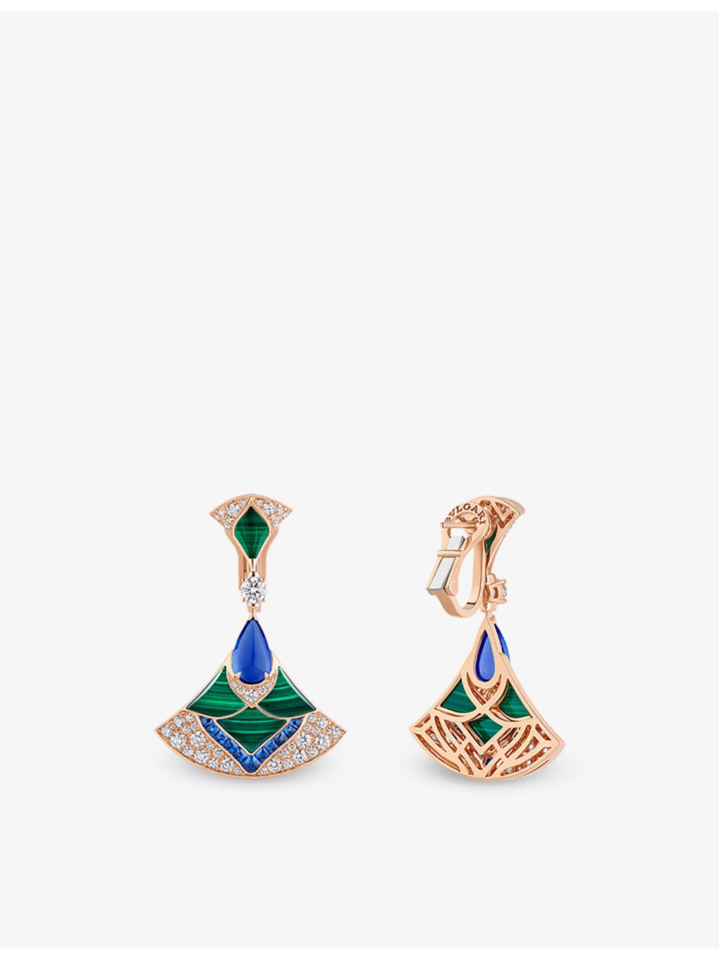 Divas' Dream 18ct rose-gold, 0.40ct and 1.28ct diamond, 0.80ct sapphire, malachite and tanzanite ear - 3