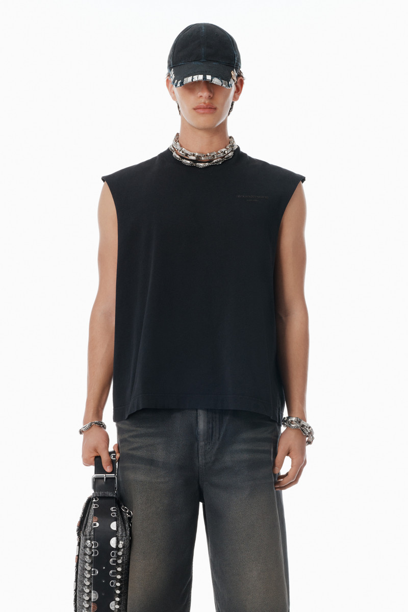Black Vintage Fade-Effect Muscle Tank 2