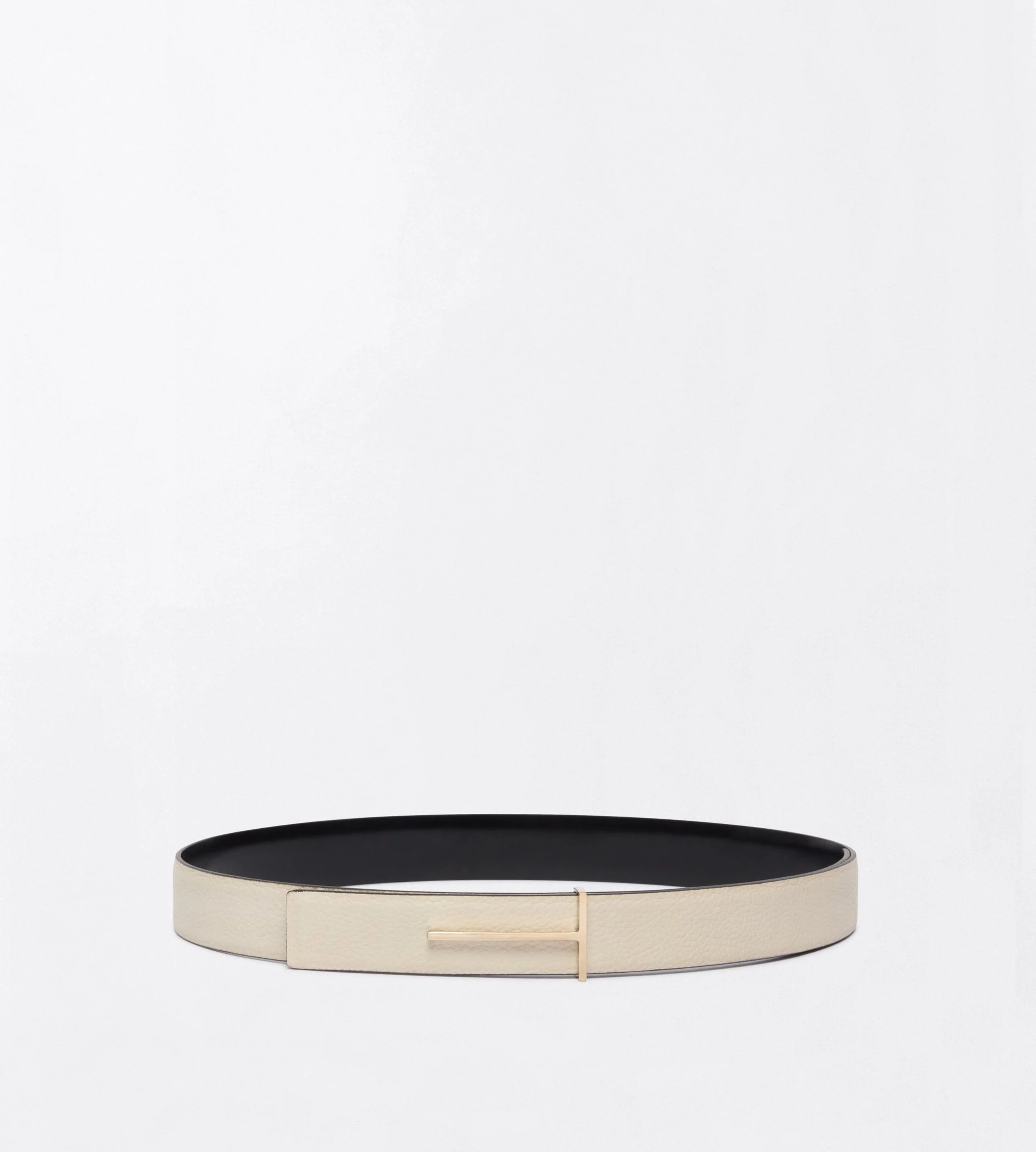 GRAIN LEATHER AND SPAZZOLATO LEATHER SLIM T BELT - 1