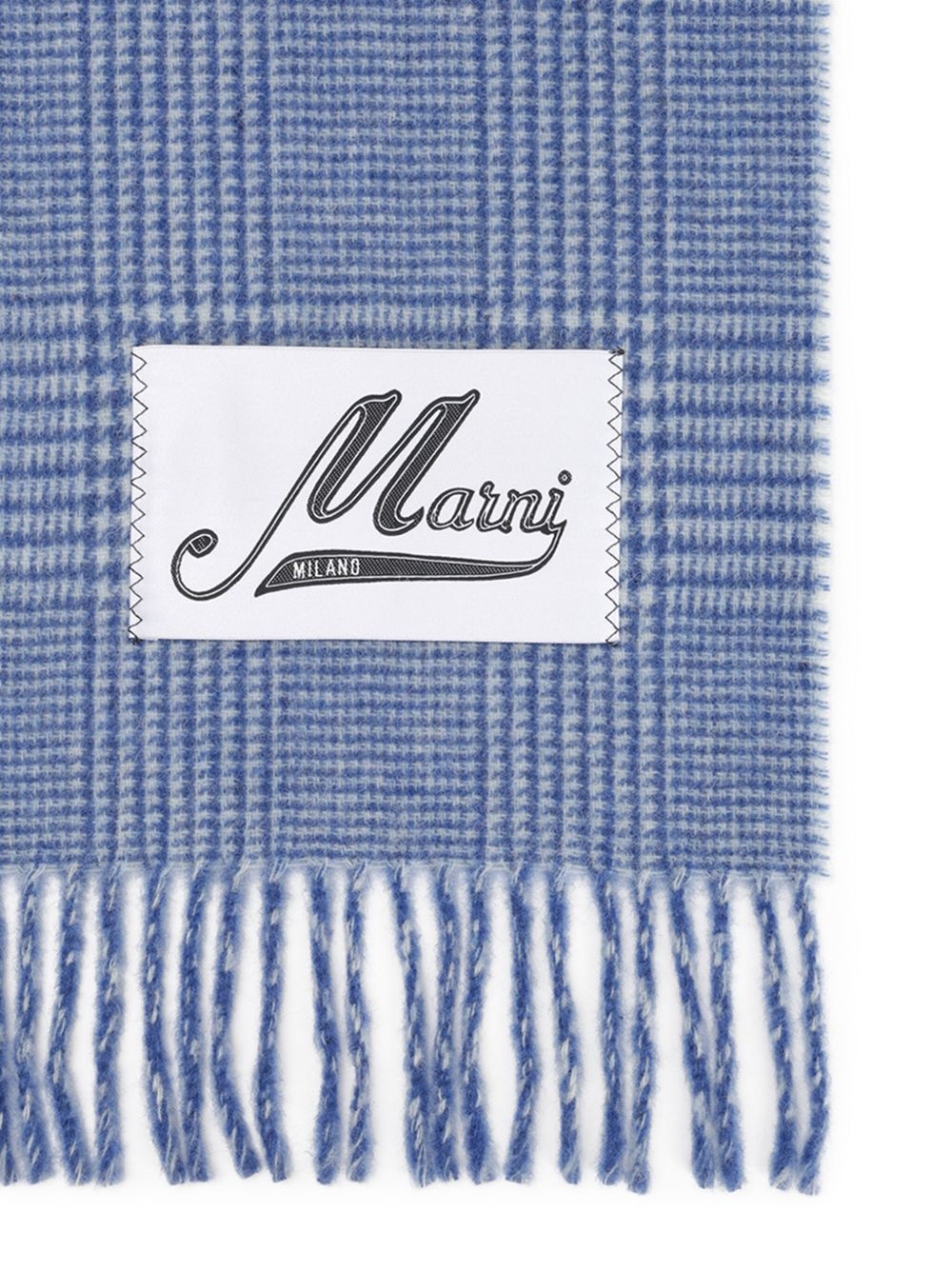 check-patterned fringe scarf - 3