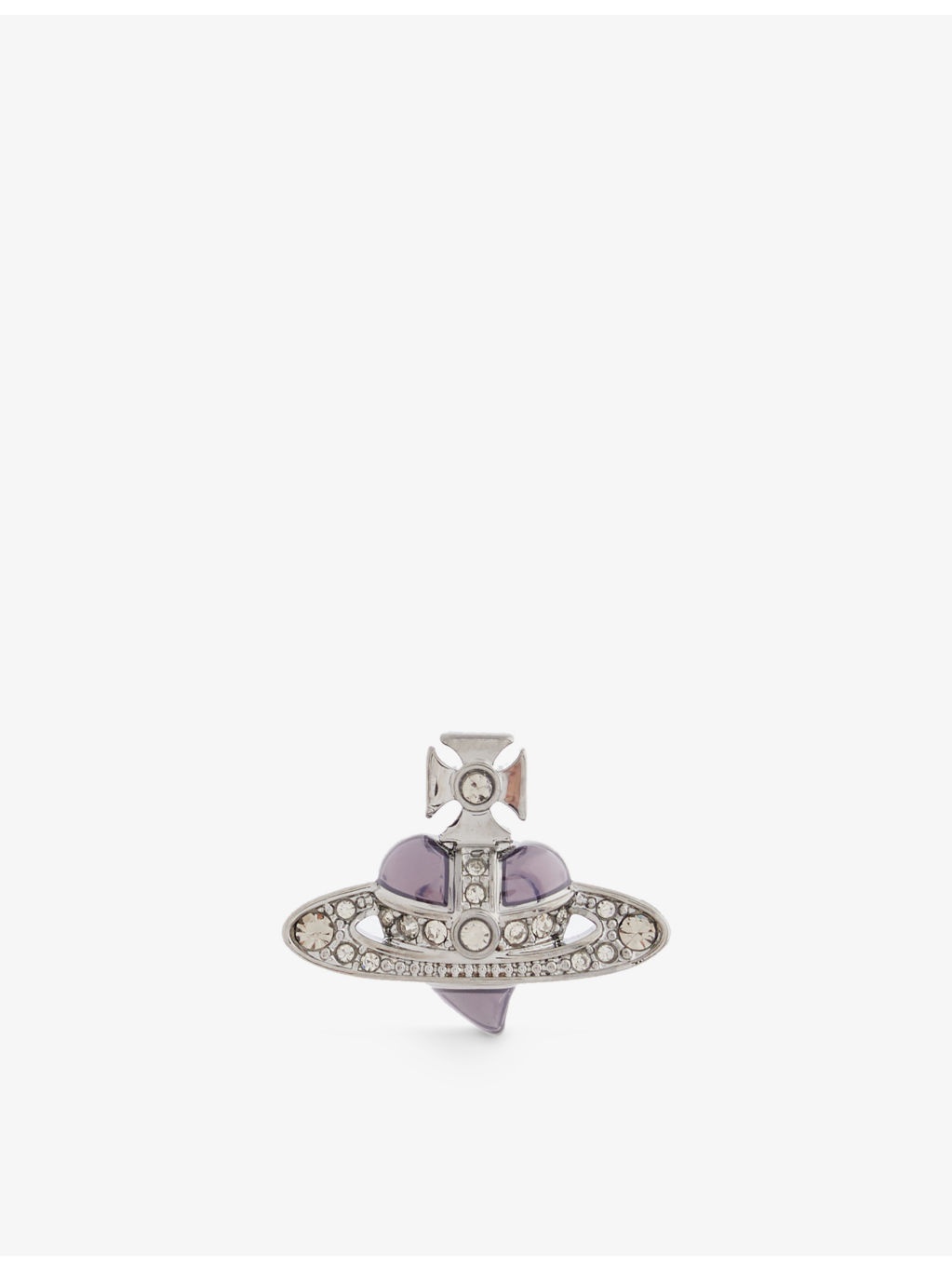 Heart crystal-embellished brass stud earring - 1