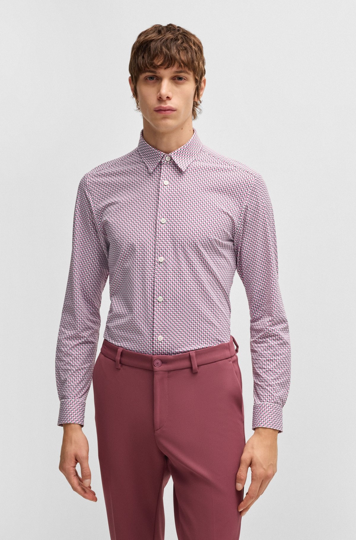 SLIM-FIT SHIRT IN PRINTED PERFORMANCE-STRETCH JERSEY - 2