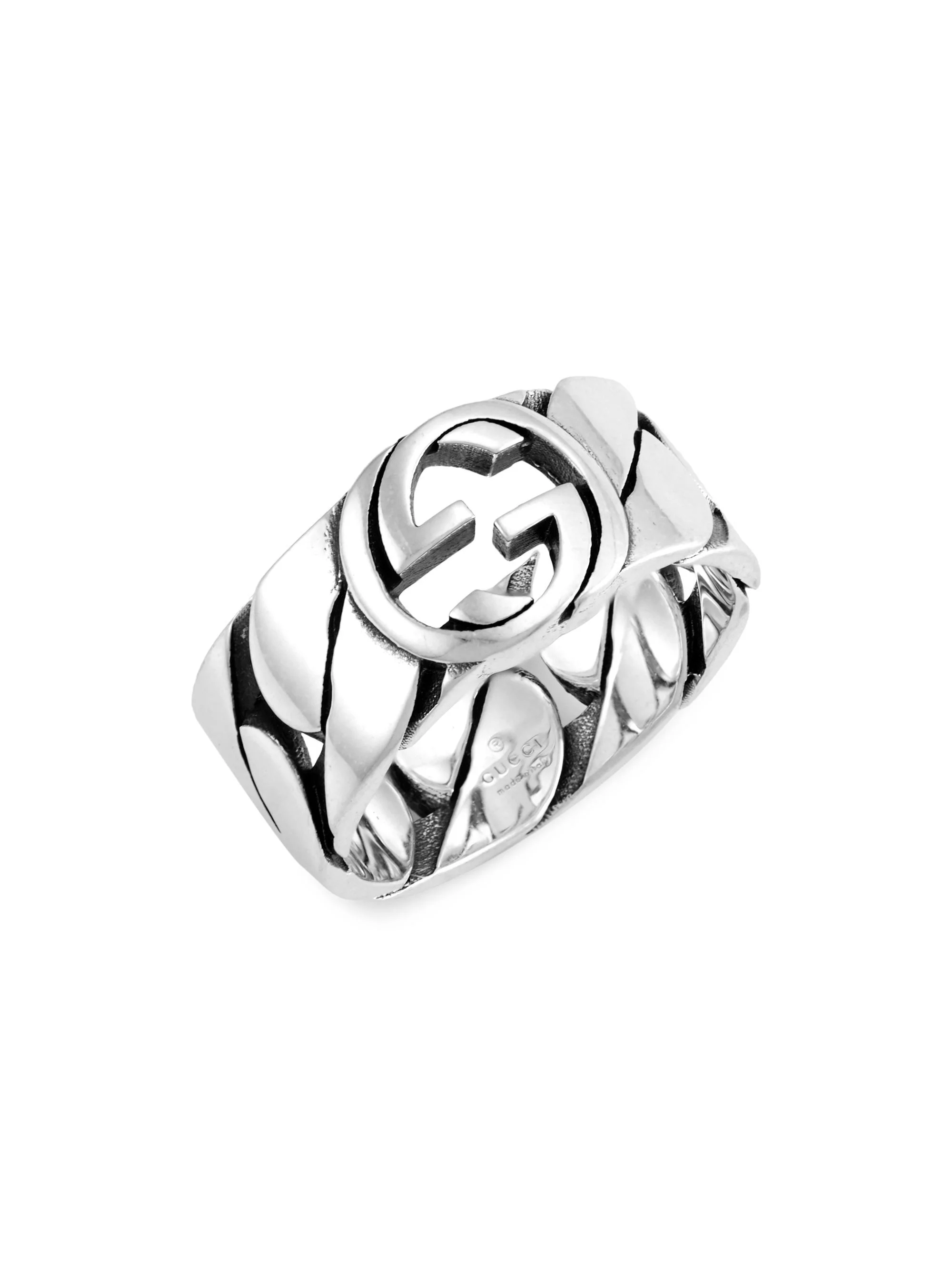 Men's Sterling Silver Interlocking G Ring - Silver - 1