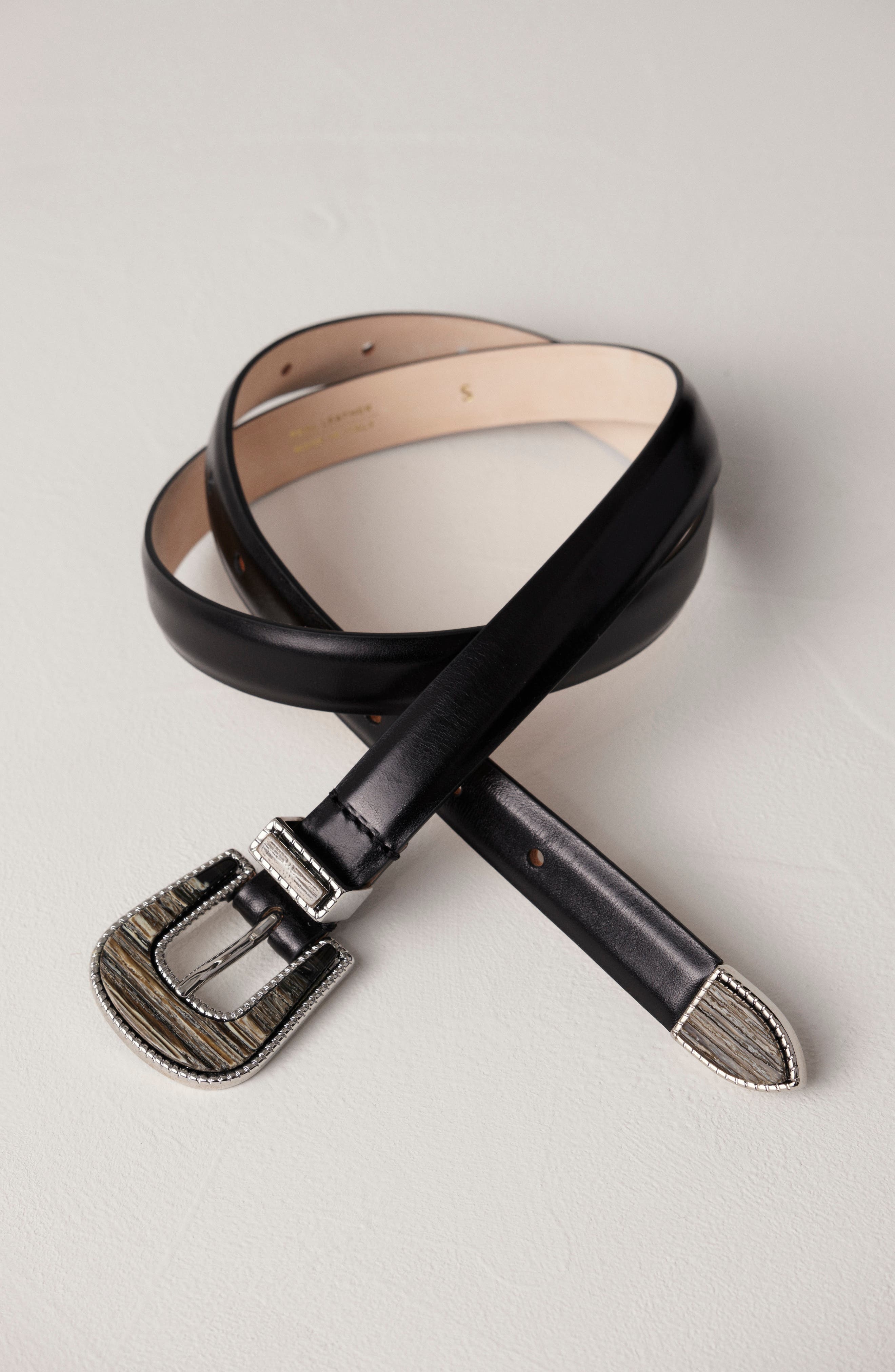 Déhanche Travertine Leather Belt in Black/onyx/silver at Nordstrom - 3