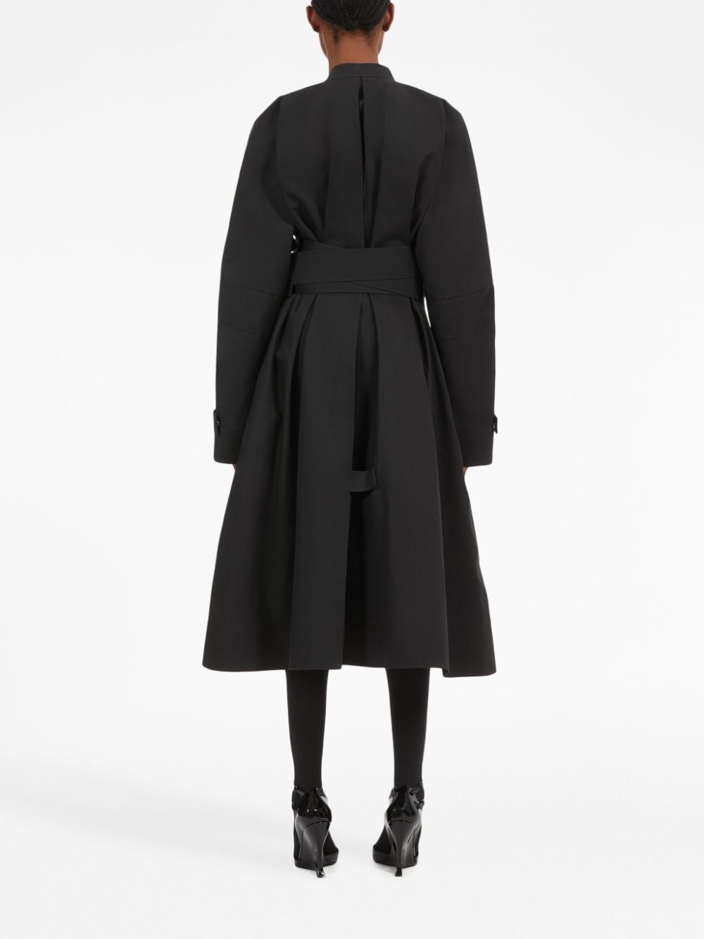 zip-detail belted trench coat - 4
