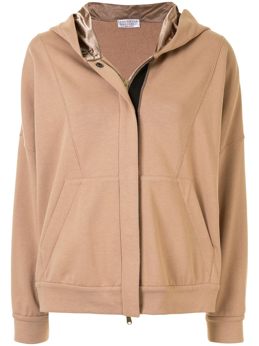 contrast zip-up hoodie - 1