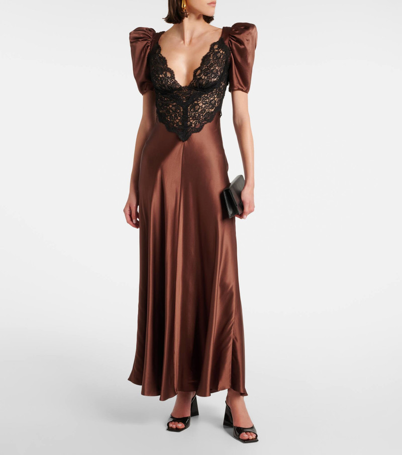 RODARTE Lace-trimmed silk charmeuse gown outlook