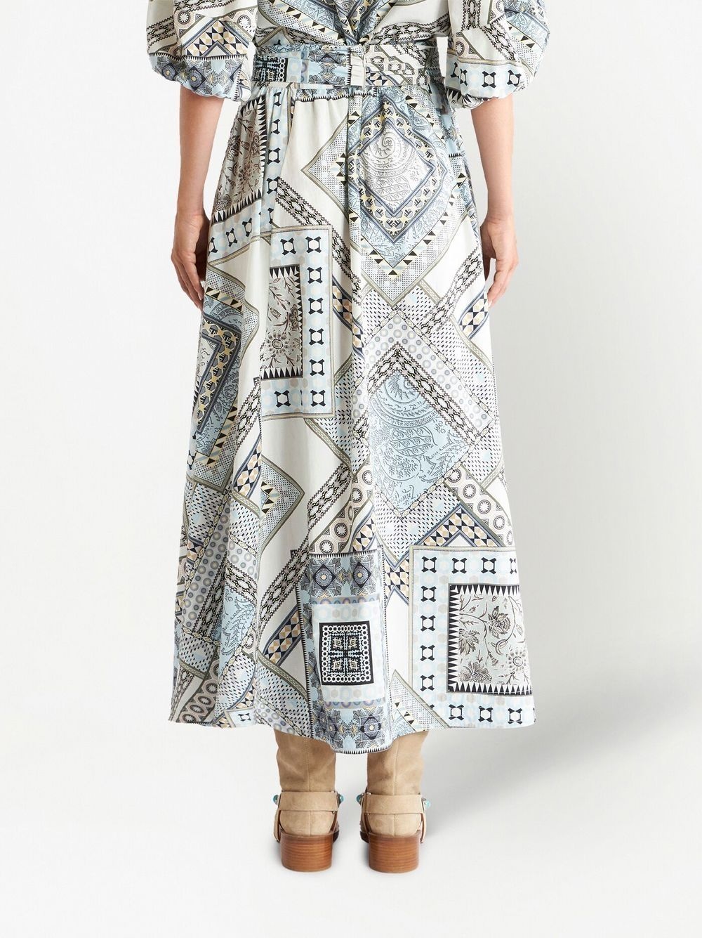 geometric print cotton skirt - 4
