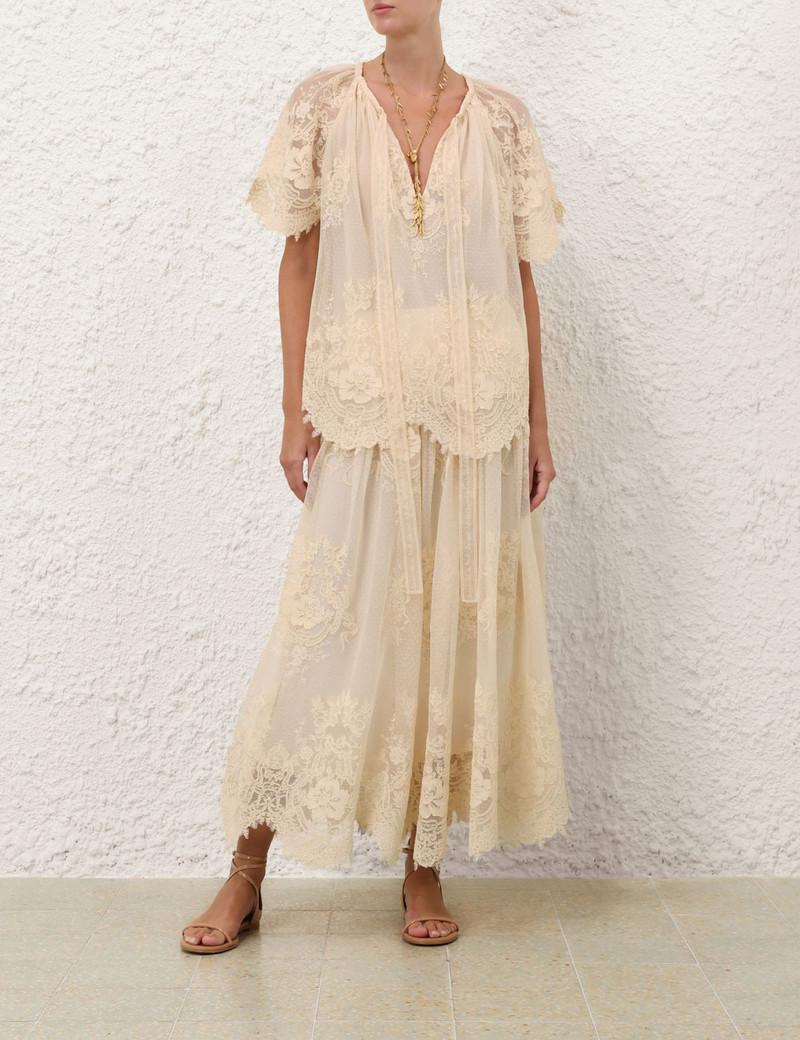 Zimmermann LUNA LACE MAXI SKIRT outlook