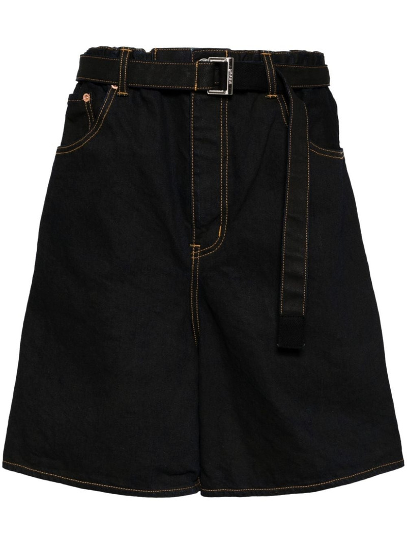 belted thigh-length shorts 1