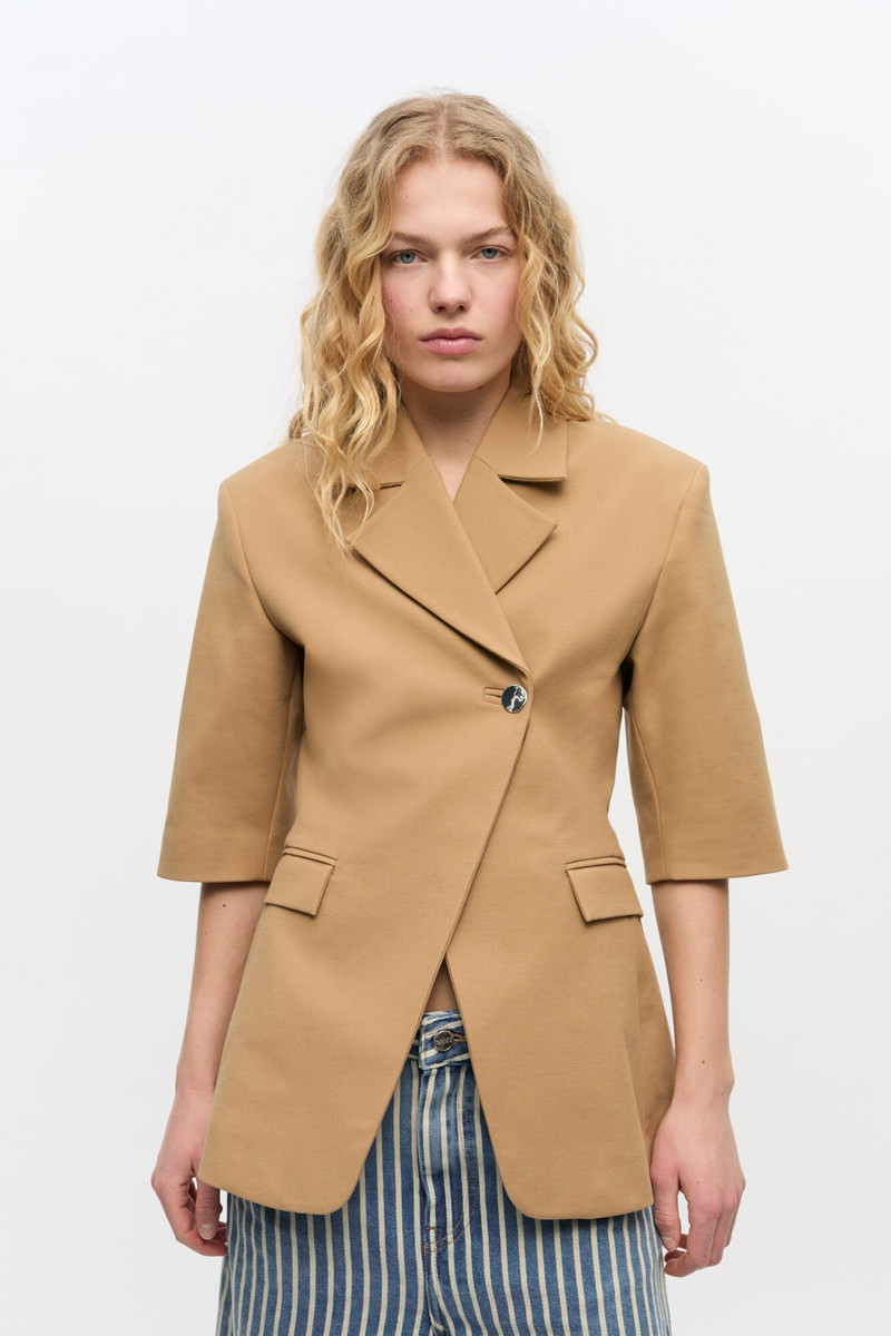 GANNI CAMEL 3/4 SLEEVE BLAZER outlook