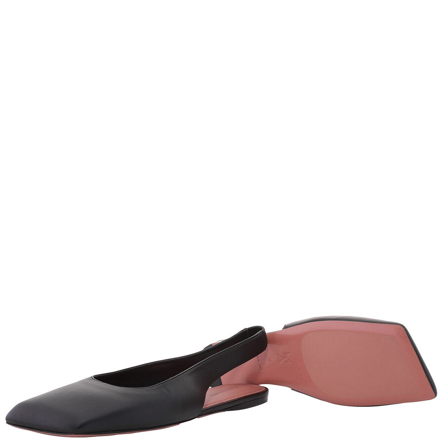 Amina Muaddi Nappa Black Ane Slingback Flats - 2