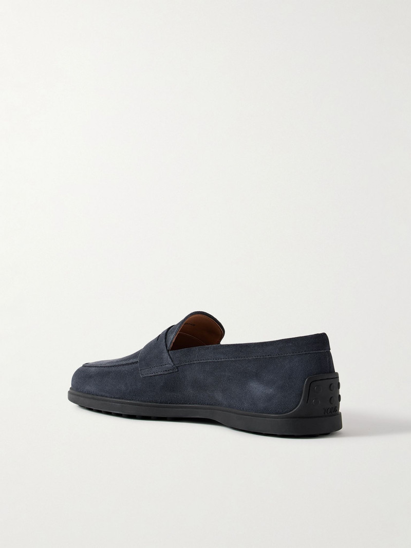 Suede Penny Loafers Navy 4