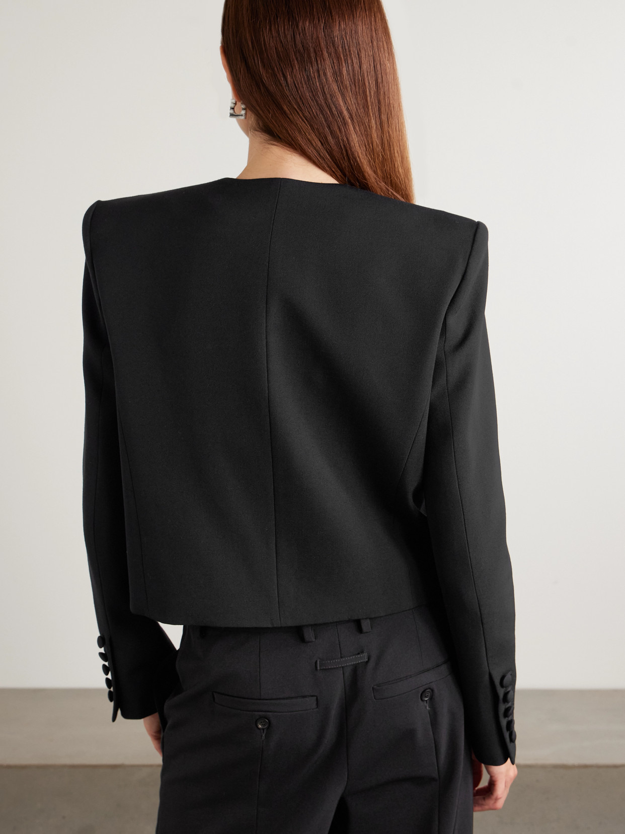 Spencer Button-embellished Grain De Poudre Wool Jacket - 3