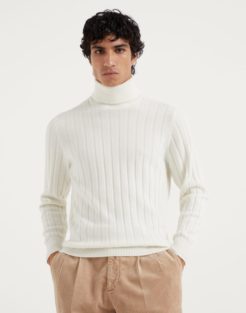 Cashmere flat rib turtleneck sweater 1
