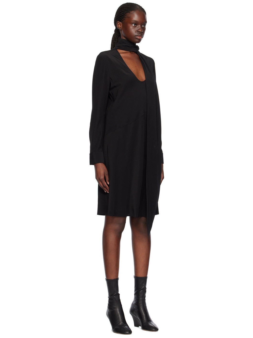 Black Scarf Midi Dress - 2