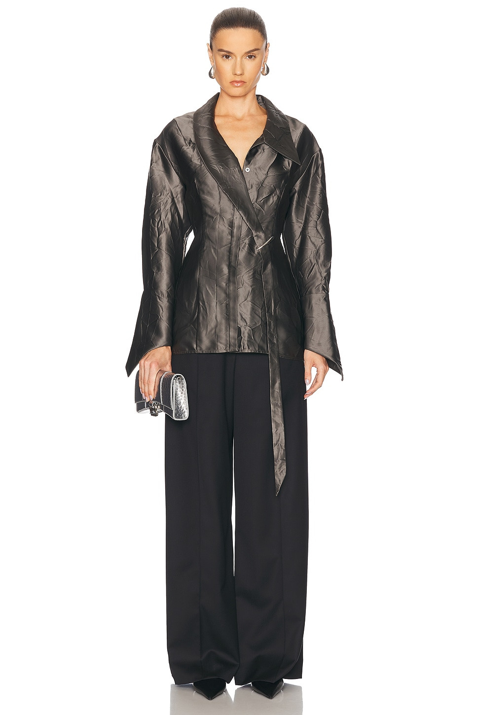 Oversized Crinkled Claw Loop Shirt - 5