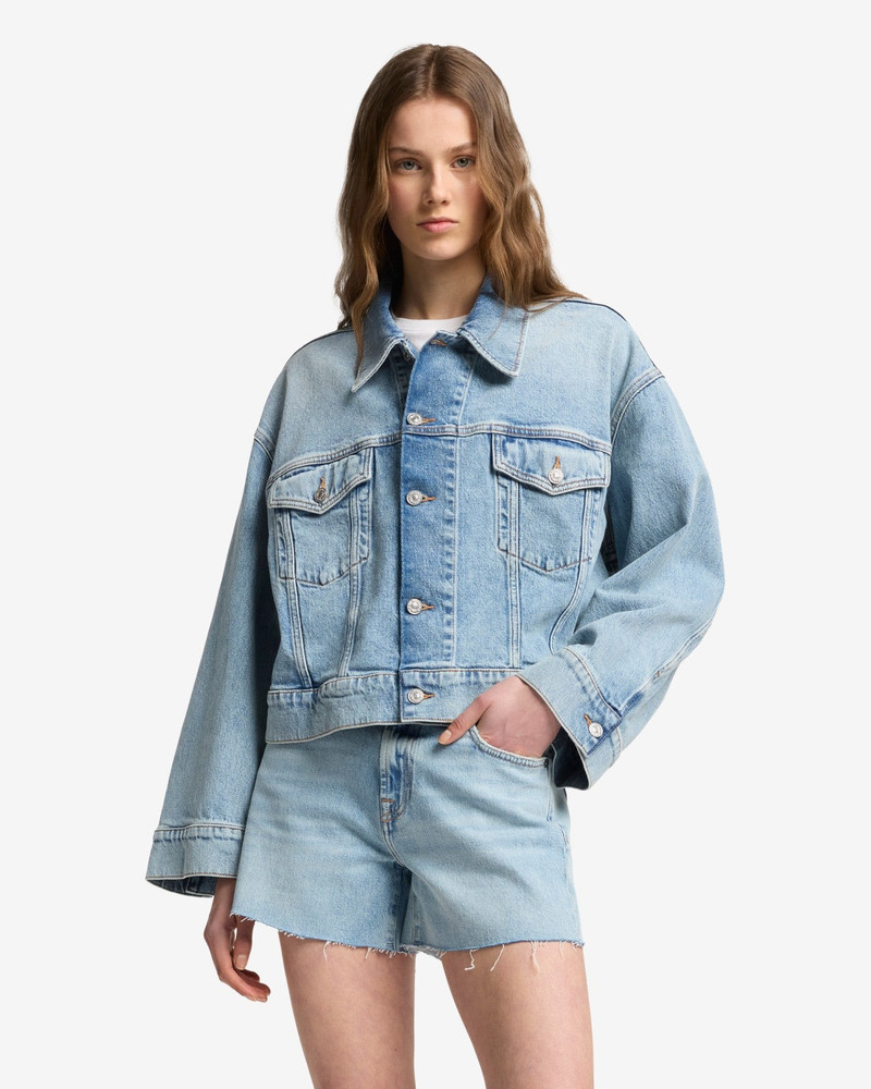 7 For All Mankind MANKIND Oli Cropped Trucker Jacket in Ode To outlook