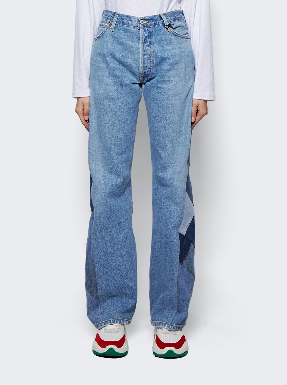 70s Low Rise Flare Jeans Patched Indigo - 3