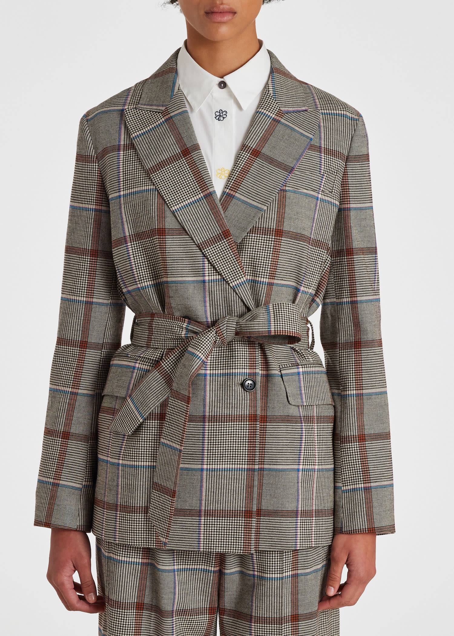 Wool 'Prince of Wales Check' Wide Leg Suit - 8