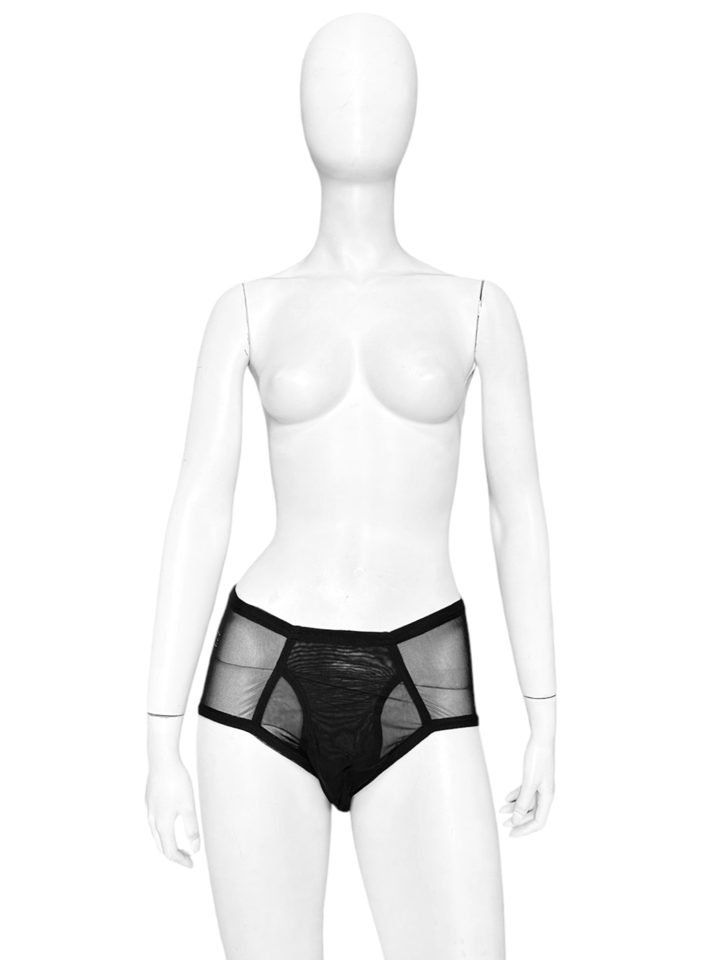 Gucci Spring 1998 Tom Ford Swarovski Logo Black Sheer Mesh Brief Shorts S - 5