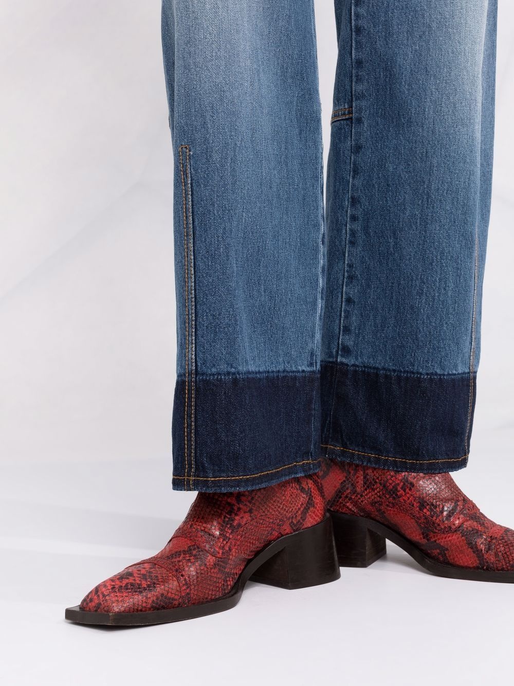 two-tone straight-leg jeans - 5