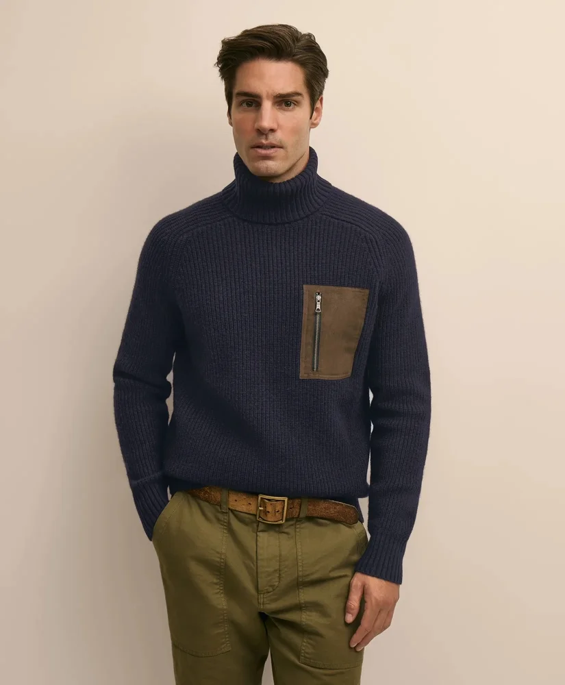 Lambswool Military Turtleneck Sweater - 1
