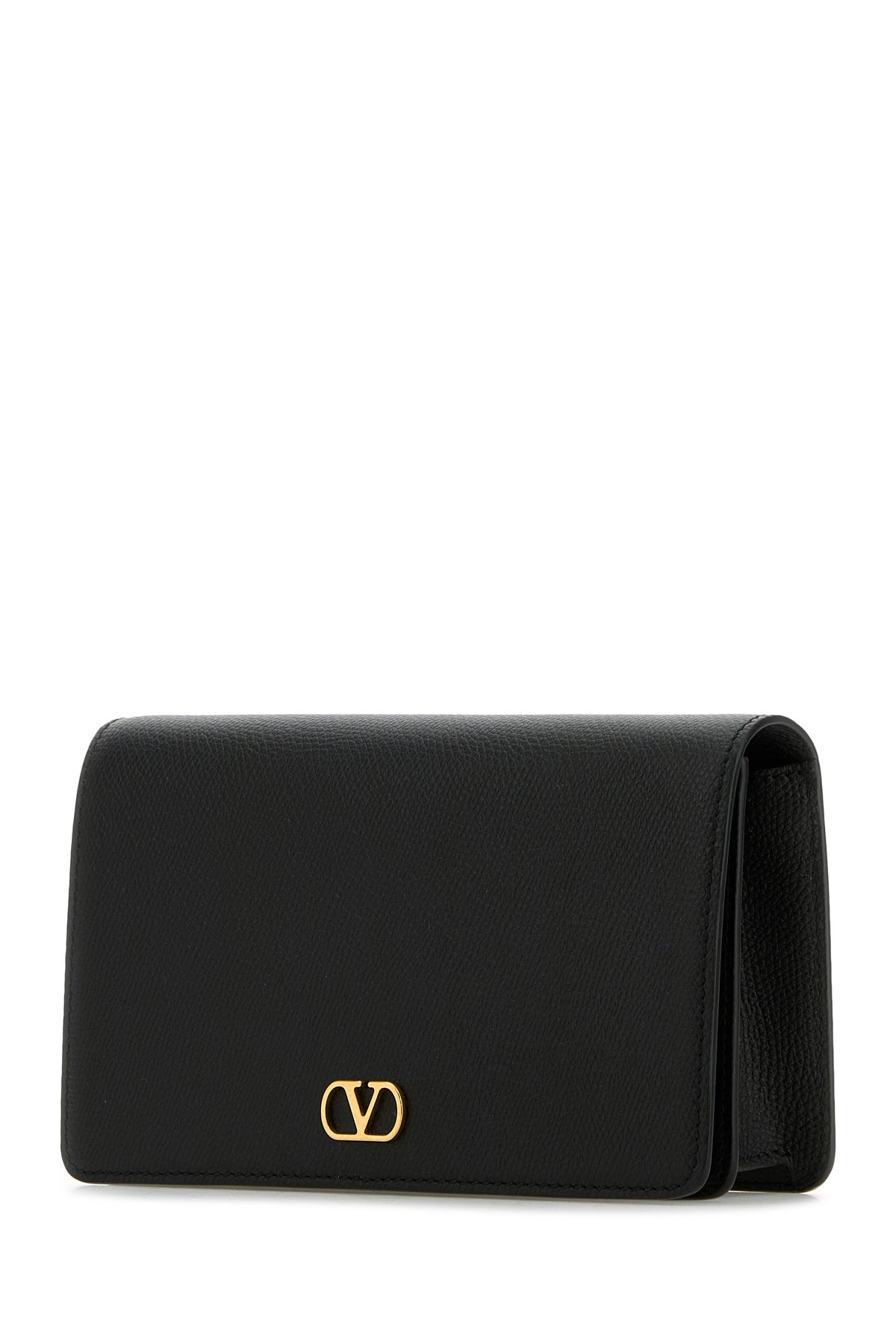 Black leather VLogo Signature clutch - 2