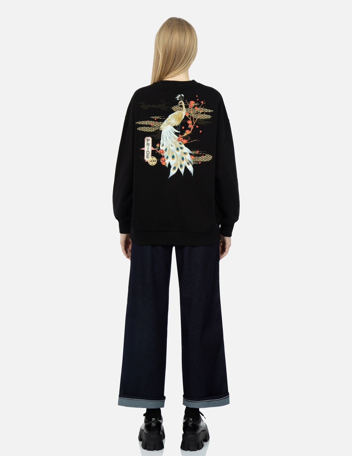 PEACOCK AND TSUBAKI PRINT SWEATSHIRT - 5