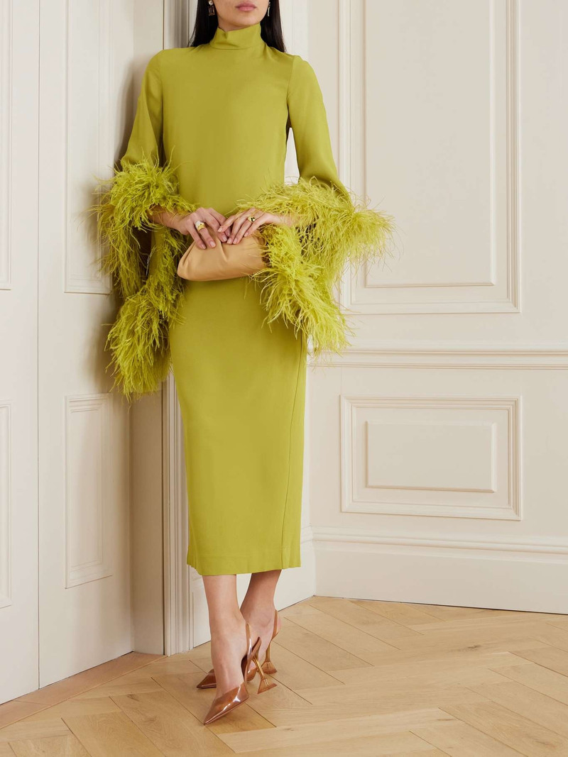 Taller Marmo Del Rio turtleneck feather-trimmed crepe maxi dress outlook