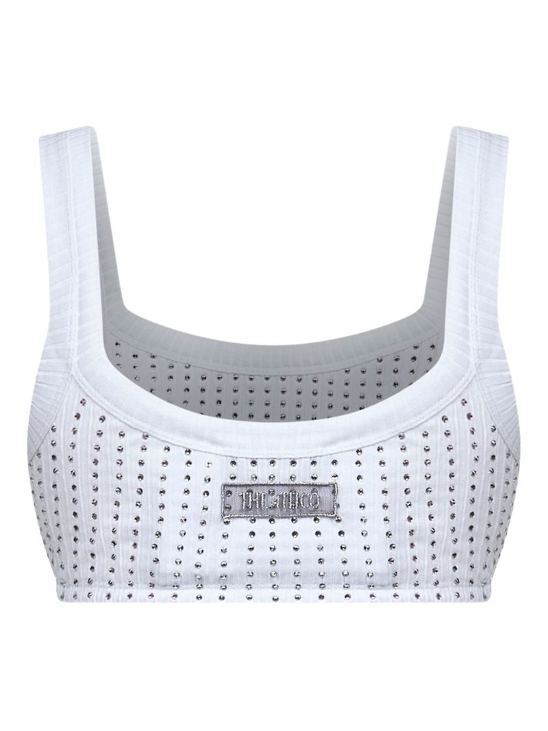 THE ATTICO crystal-embellished ribbed top outlook