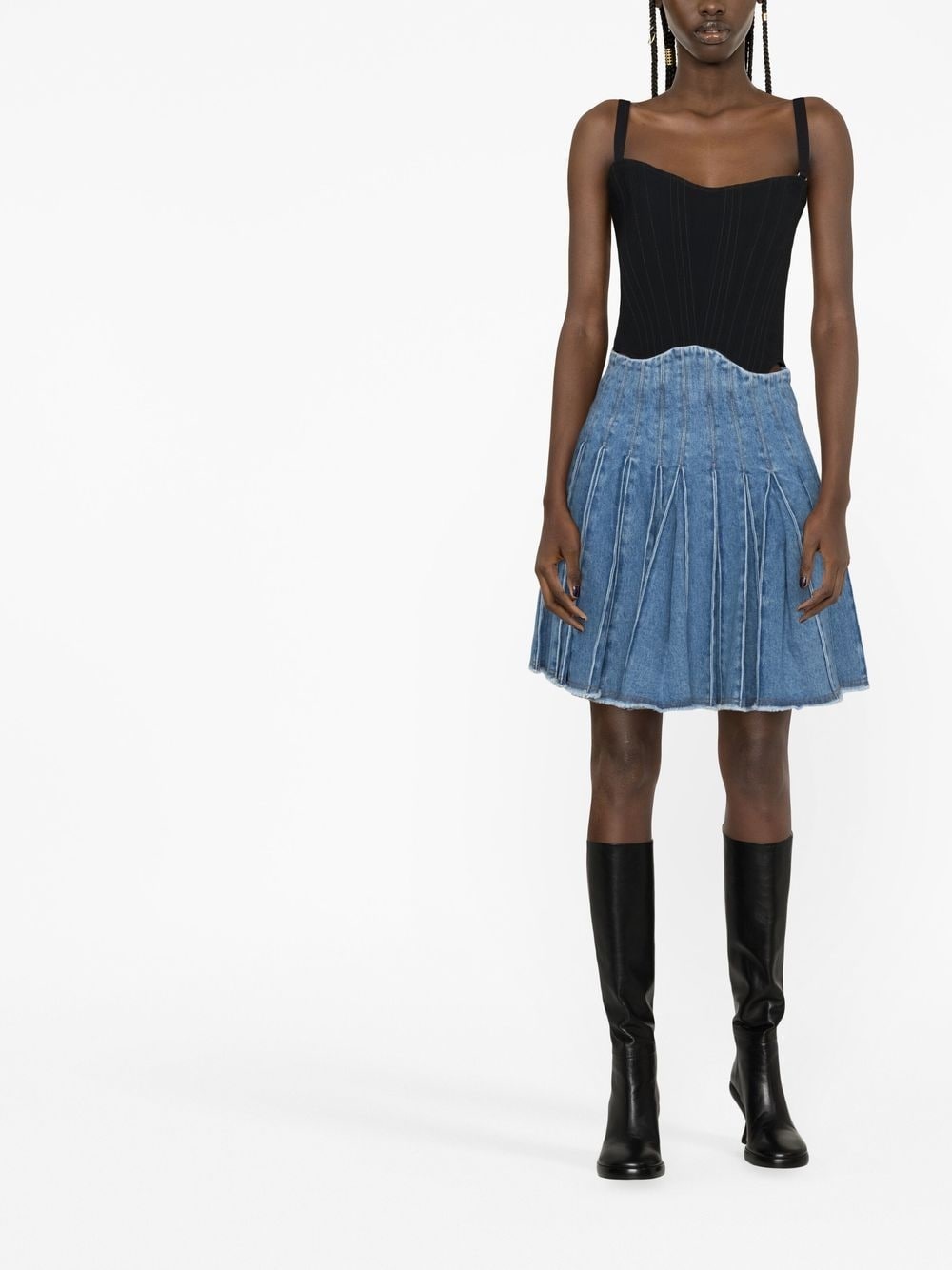 high-waisted denim skirt - 2